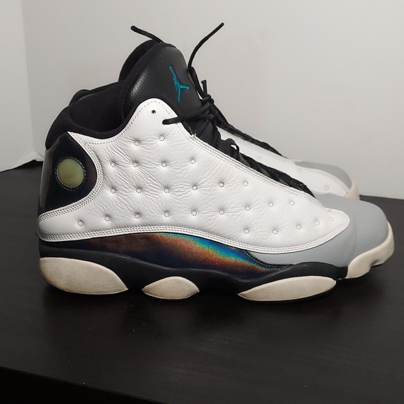 Nike Air Jordan 13 Retro Shoes Mens Size 13 White Iridescent Barons 414571-115 - Picture 1 of 12